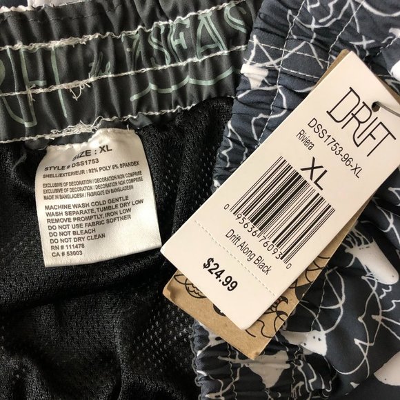 Drift Mens Swim Trunks Wave Print Elastic Waist XL - Picture 3 of 4